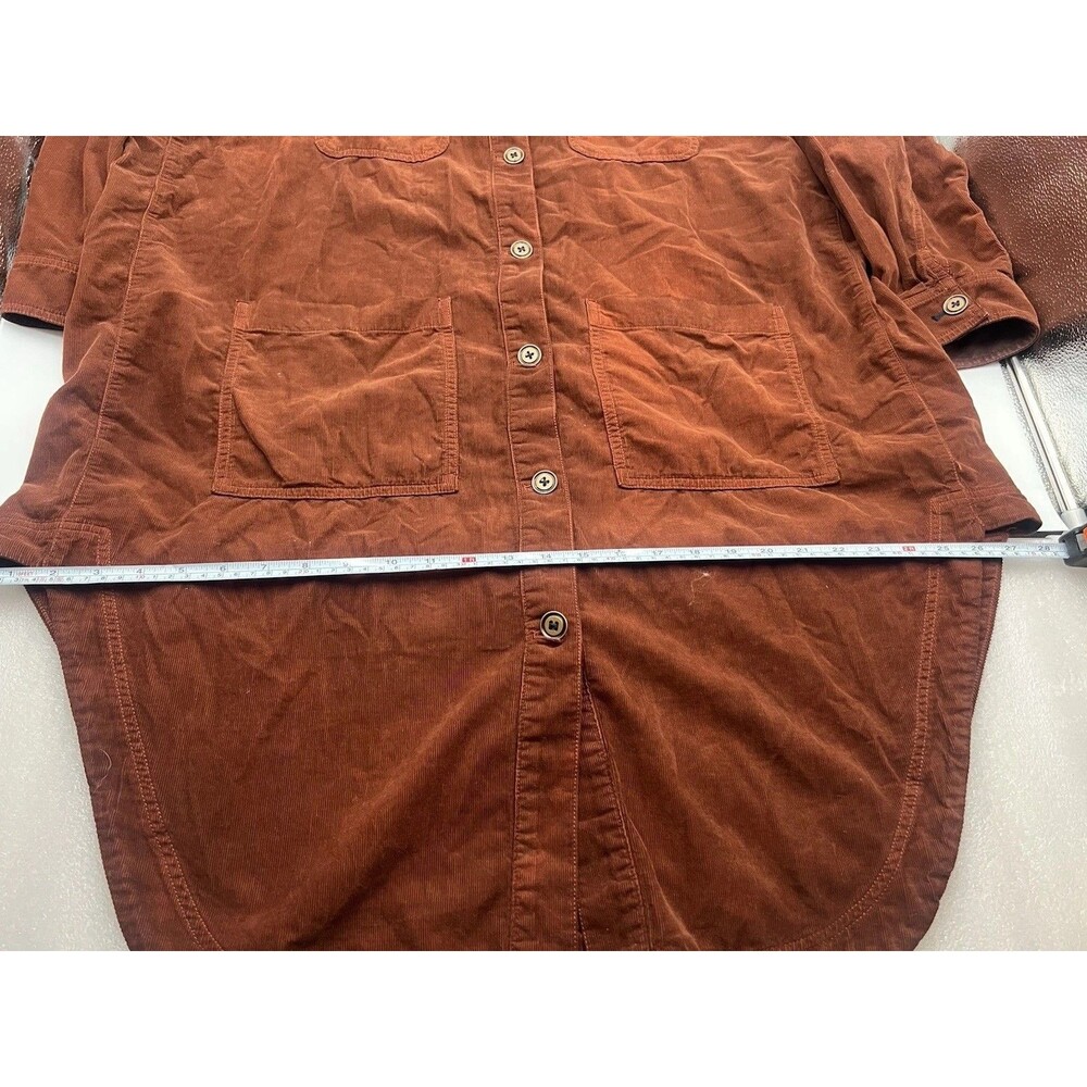 Anthropology Pilcro Burnt Orange Corduroy Duster Small Oversized Boho Lagenlook - Picture 6 of 13